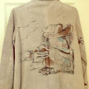 Ladies Suede Jacket, w/Southwestern Motif